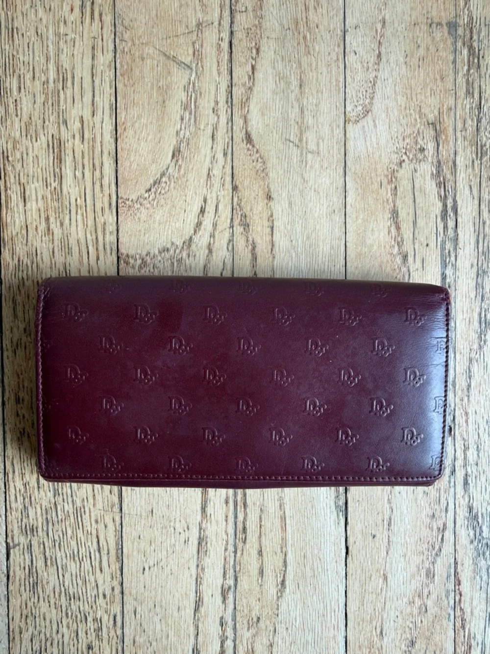 Dior Vintage Burgundy Leather Continental Wallet